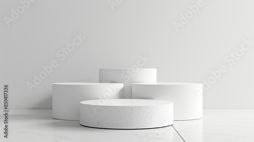 3d minimalist clean and white beigie empty podium