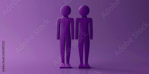 Wallpaper Mural Equality (Purple): Two figures of different heights standing together, symbolizing equality and inclusivity. Torontodigital.ca