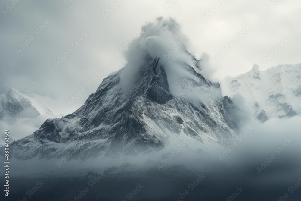 Frosty Gothic Peaks Snow-Covered Textures in the Alps.