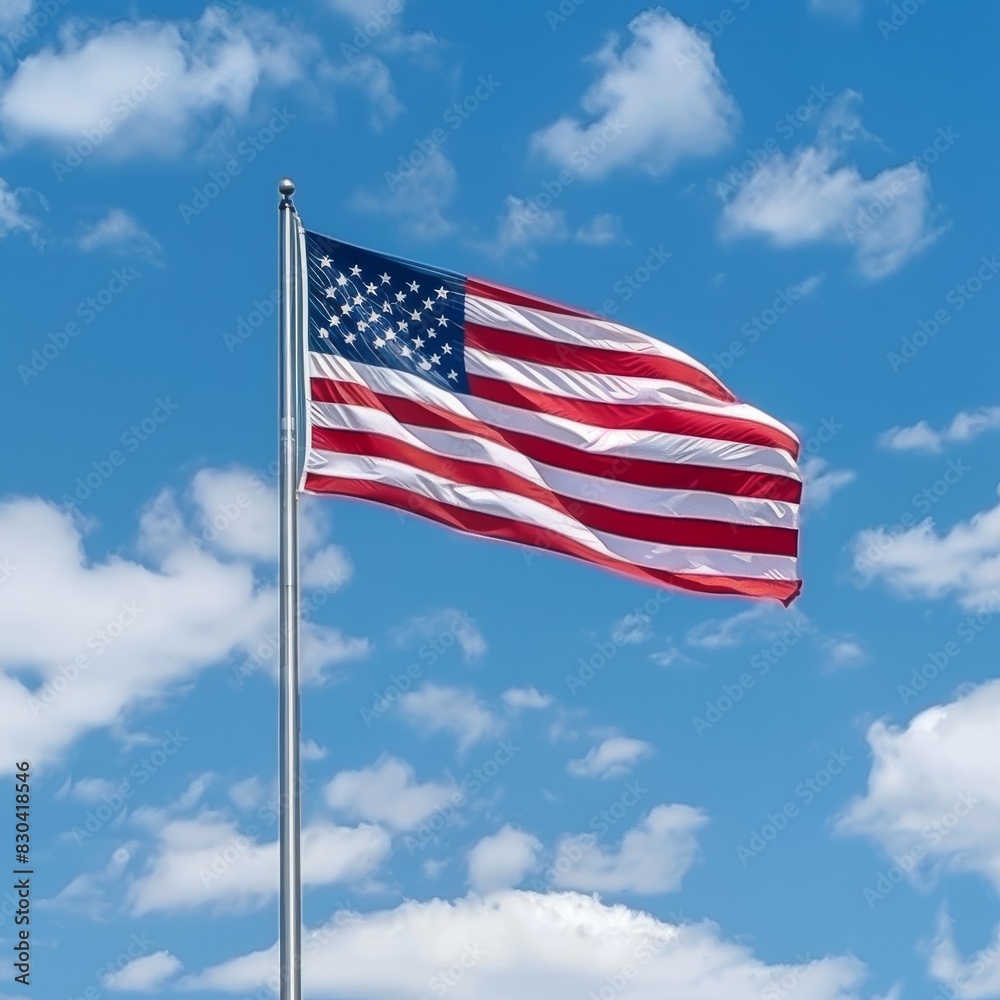 AMERICAN FLAG WAVING IN THE WIND