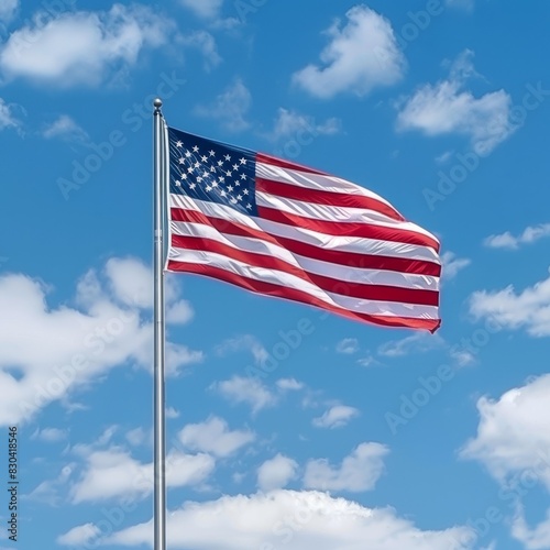 AMERICAN FLAG WAVING IN THE WIND