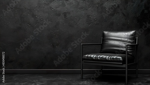 lether black chair with wall UHD Wallpapar