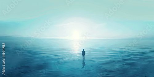 Hope (Light Blue): A figure looking towards the horizon, symbolizing hope and optimism © Lila Patel