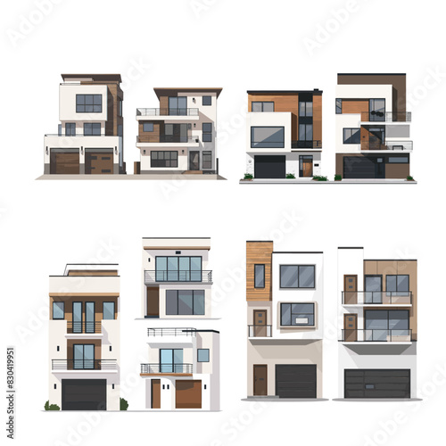 Flat illustration of various modern houses © Suhardi