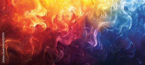 Colorful burning fire flame on dark background. Generative AI technology.	
 photo