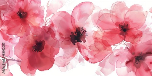 Wallpaper Mural pink watercolor flowers illustration Torontodigital.ca