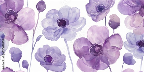 Fototapeta Naklejka Na Ścianę i Meble -  purple watercolor flowers illustration