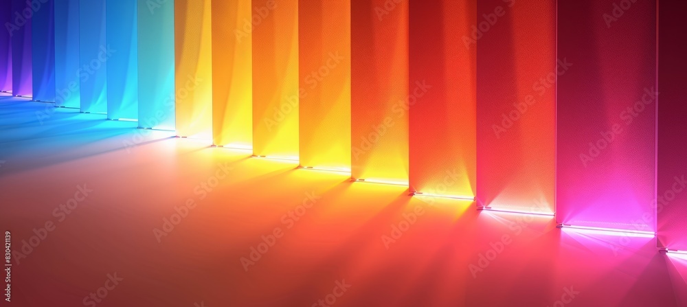 Glow colorful light on room. LGBT pride gender equality wallpaper. Generative AI technology. Glow colorful light on room. LGBT pride gender equality wallpaper. Generative AI technology.
