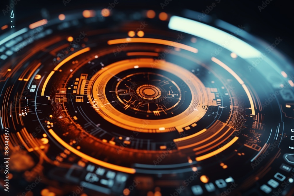 Macro shot of futuristic technology interface, showcasing digital complexity Macro shot of futuristic technology interface, showcasing digital complexity