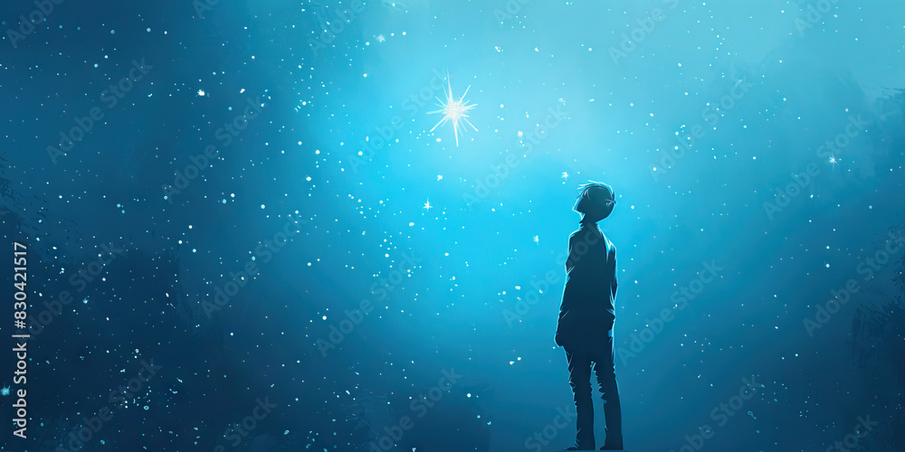 Hope (Light Blue): A figure looking up at a bright star, symbolizing hope and inspiration