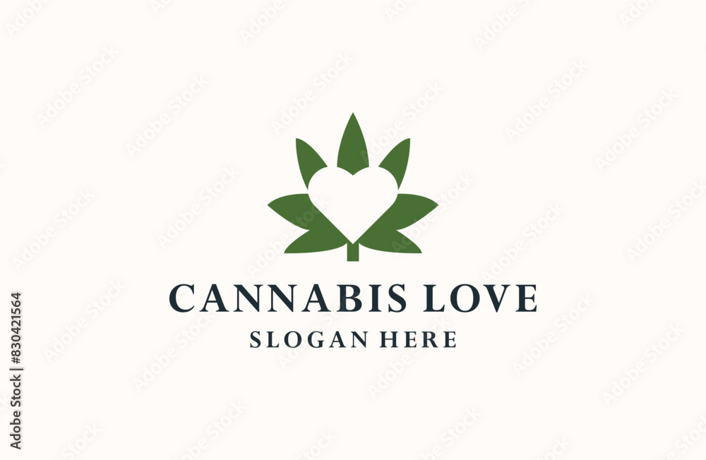 cannabis love logo icon vector template