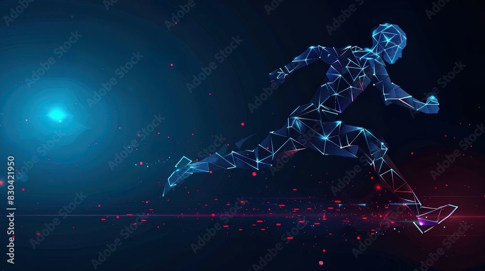futuristic presentation template background of an olympic runner silhouette futuristic presentation template background of an olympic runner silhouette