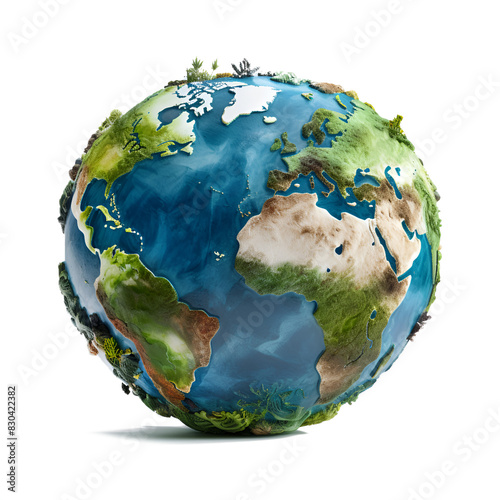 earth globe on white on transparent png background	
