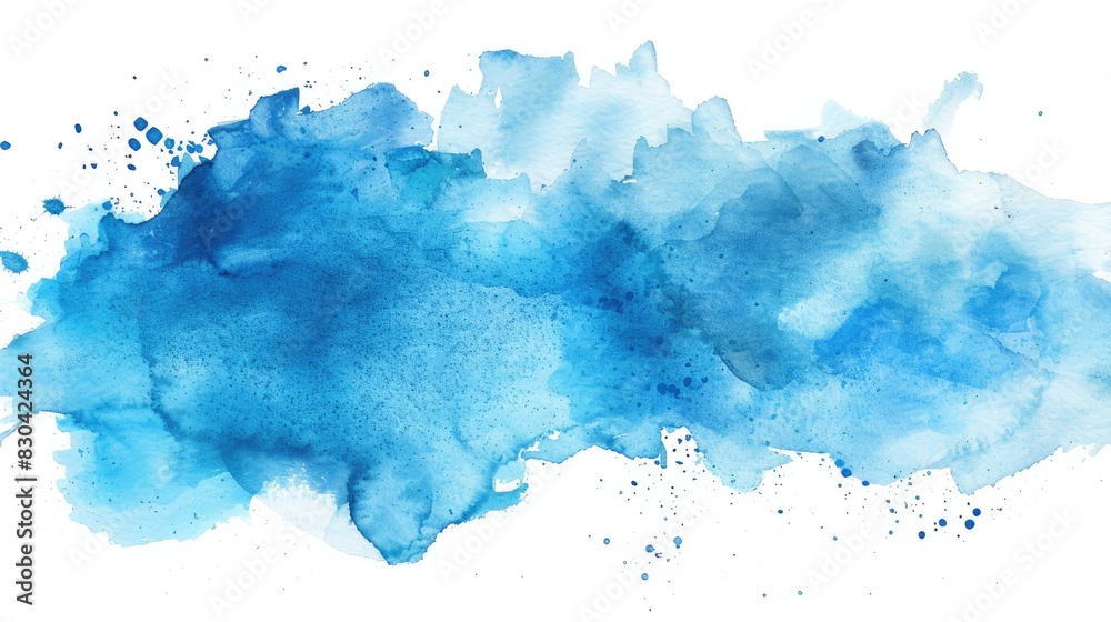 Sky blue watercolor mark on white backdrop