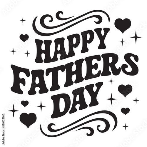 Happy Fathers Day Groovy Text Vector