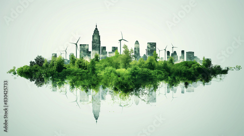 Smart Green City Using Alternative Energy Sources Including Icons.