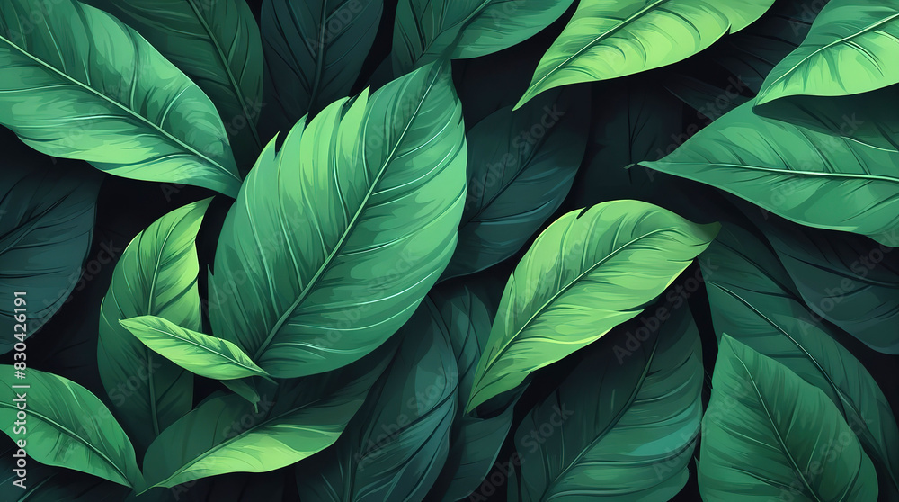 Background of dark green tropical leaves Background of dark green tropical leaves