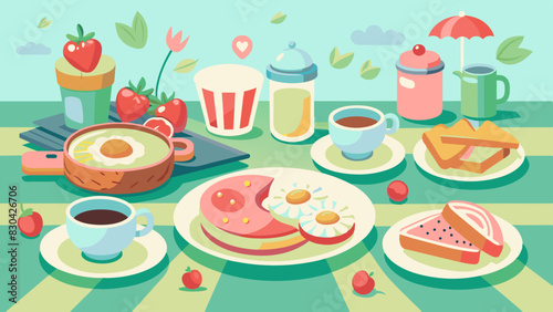 Desayuno delicioso y saludable con variedad de alimentos