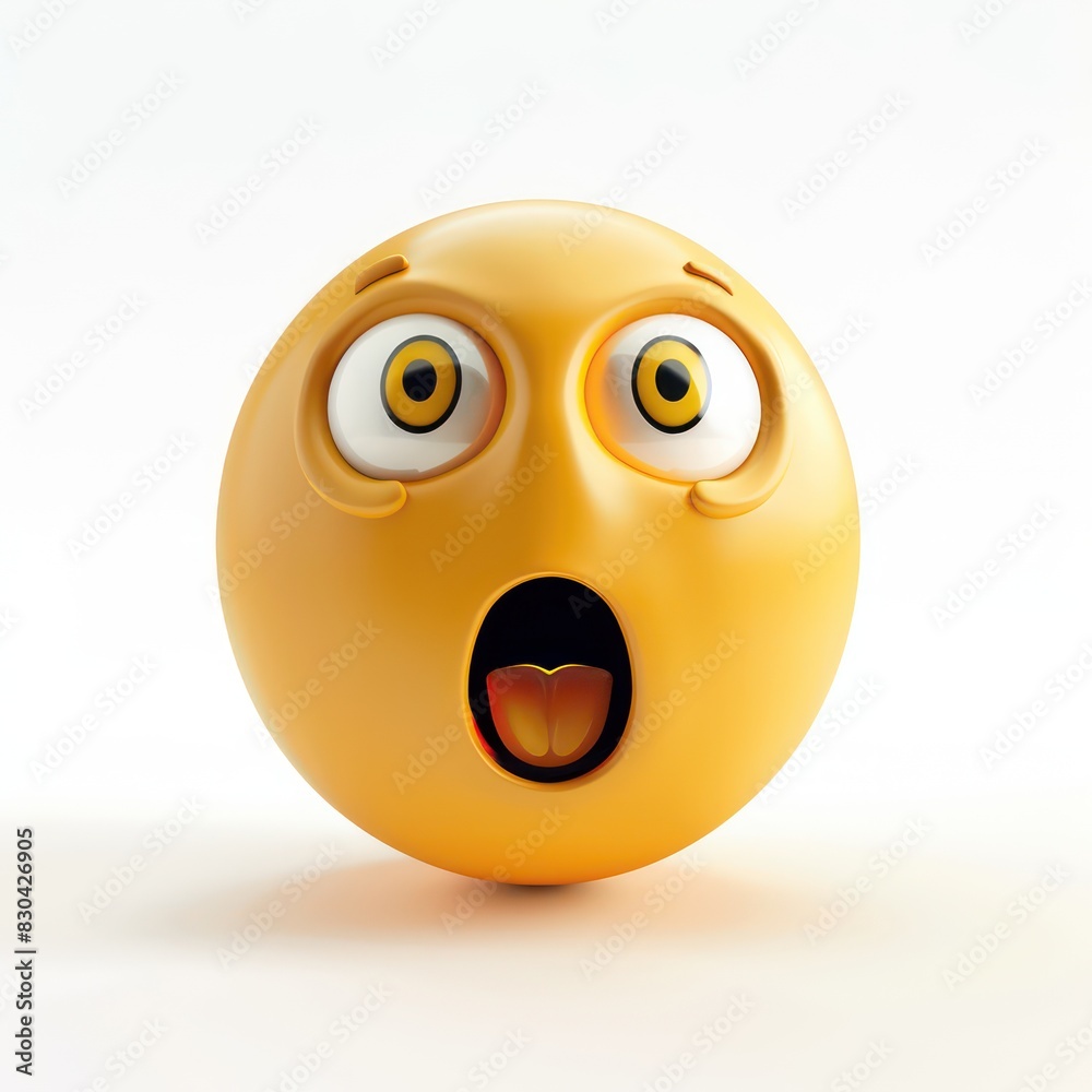 Fototapeta premium tridimensional icon with surprised expression isolated on a white background, simple and funny