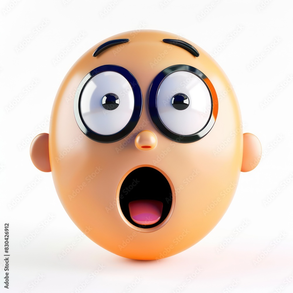 tridimensional icon with surprised expression isolated on a white background, simple and funny tridimensional icon with surprised expression isolated on a white background, simple and funny