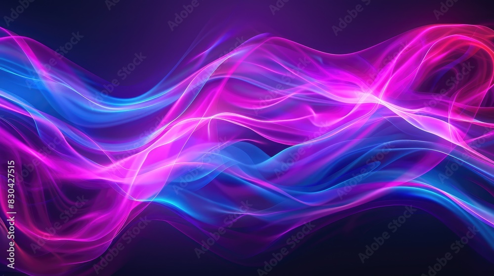 Iridescent wave of neon light with blurred purple and blue fluorescent color gradient Iridescent wave of neon light with blurred purple and blue fluorescent color gradient