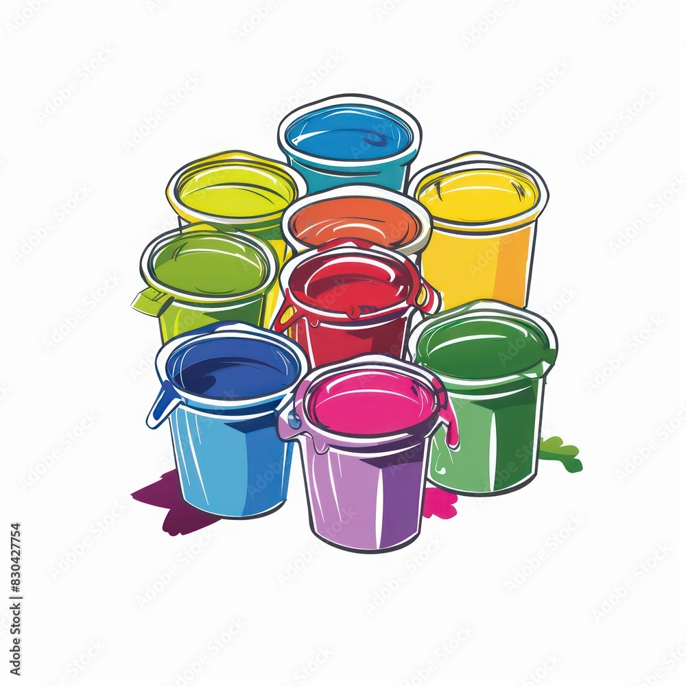 color paint buckets isolated on a white background color paint buckets isolated on a white background
