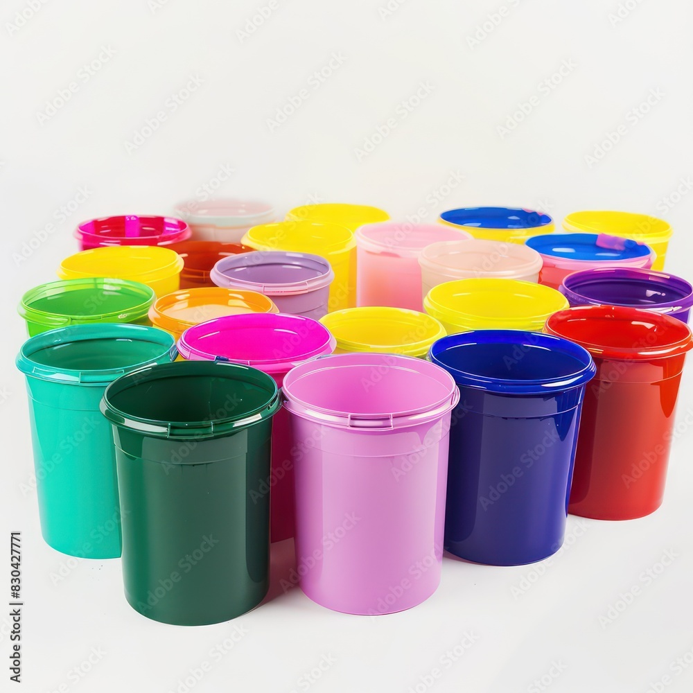 color paint buckets isolated on a white background color paint buckets isolated on a white background