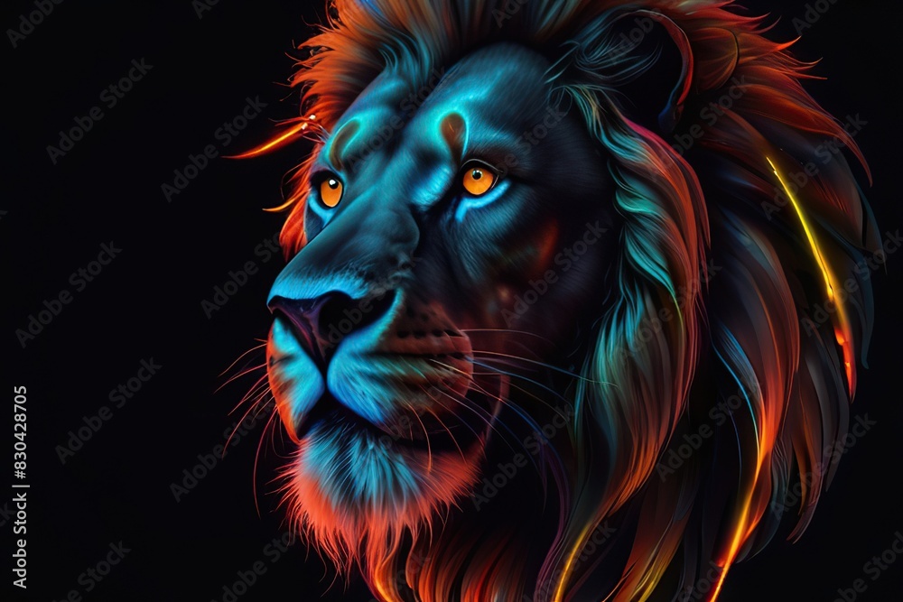 Fototapeta premium Lion logo neon