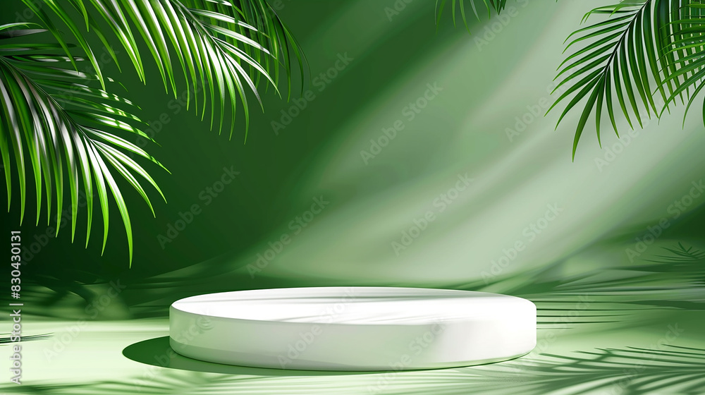 white product podium and tropical palm leaves shadow white product podium and tropical palm leaves shadow