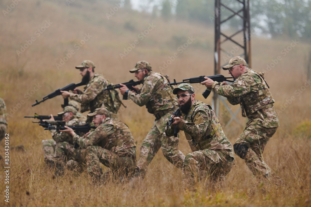 A disciplined and specialized military unit, donned in camouflage, strategically patrolling and maintaining control in a high-stakes environment, showcasing their precision, unity, and readiness for A disciplined and specialized military unit, donned in camouflage, strategically patrolling and maintaining control in a high-stakes environment, showcasing their precision, unity, and readiness for