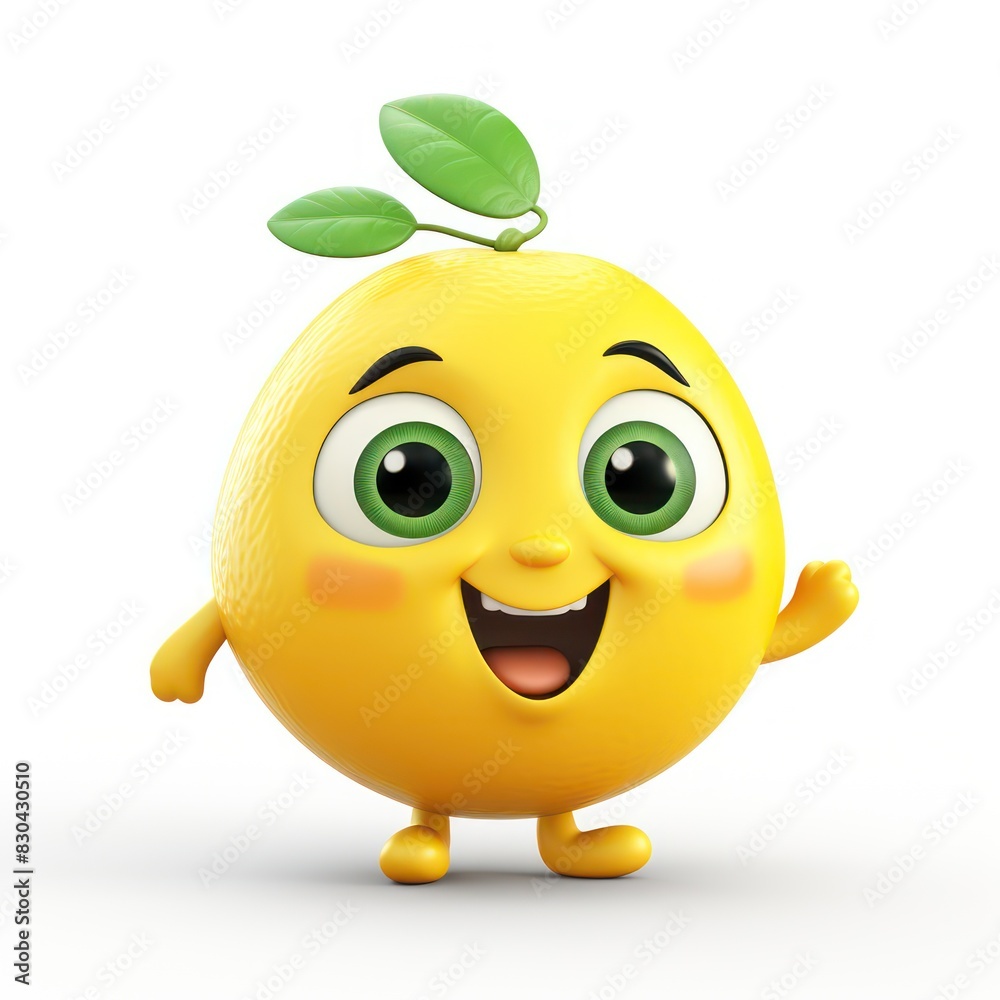 happy lemon illustration character isolated on a white background happy lemon illustration character isolated on a white background