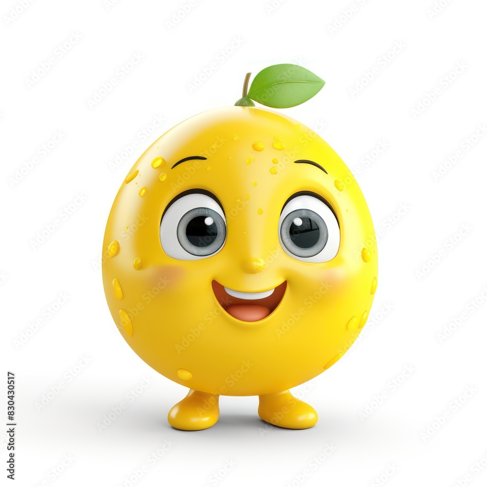 happy lemon illustration character isolated on a white background happy lemon illustration character isolated on a white background