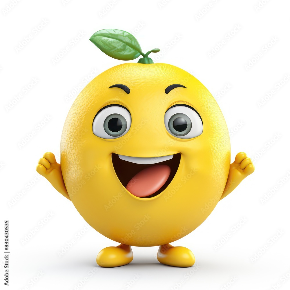 happy lemon illustration character isolated on a white background happy lemon illustration character isolated on a white background