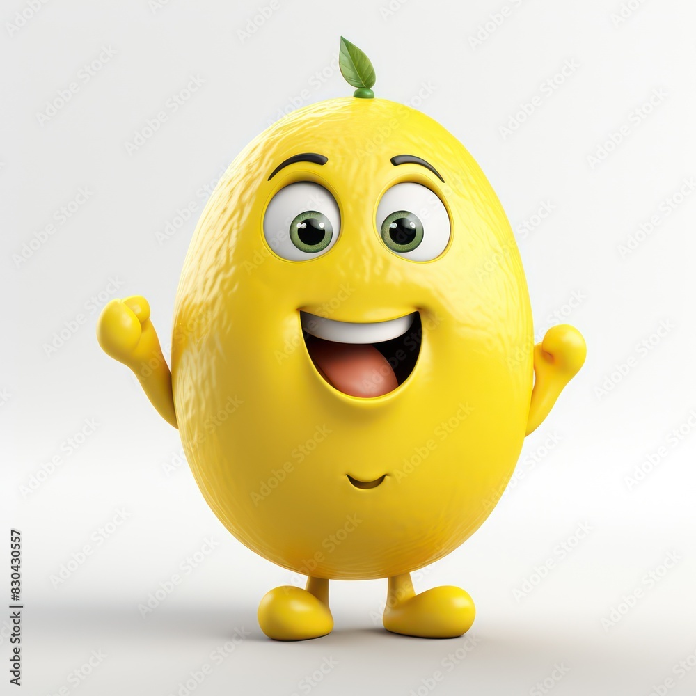 happy lemon illustration character isolated on a light background happy lemon illustration character isolated on a light background