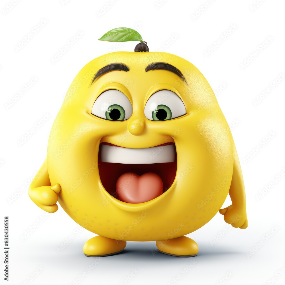 happy lemon illustration character isolated on a white background happy lemon illustration character isolated on a white background