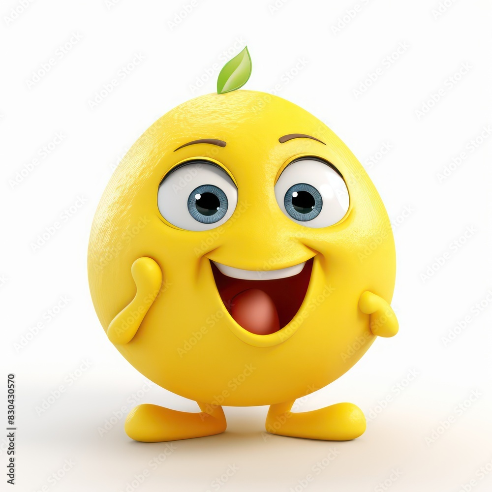 happy lemon illustration character isolated on a white background happy lemon illustration character isolated on a white background