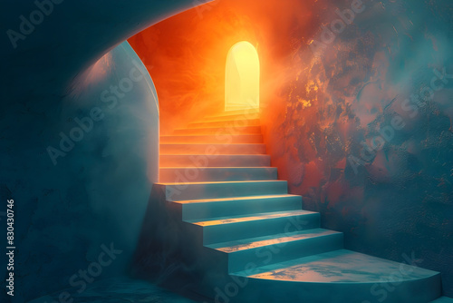 Illuminated Stairway to Breakthrough:A Surreal Passage to Visionary Insights