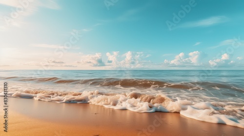 sandy seashore wallpaper with beautiful light and panoramic view of the horizon