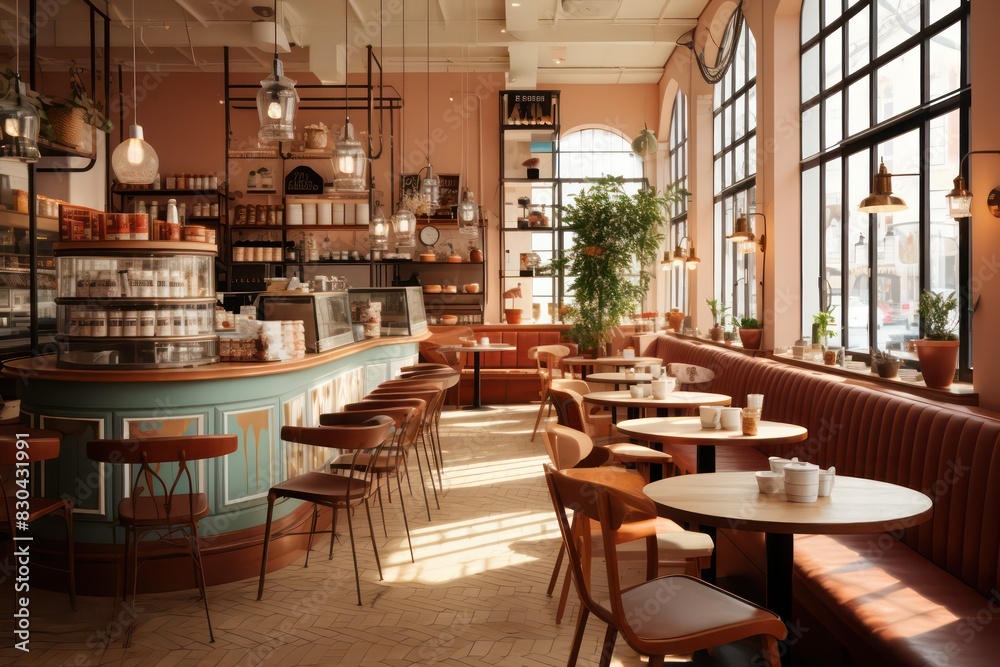 interior design of a cafe with nice natural light interior design of a cafe with nice natural light