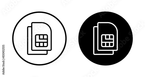 Sim card icon vector isolated on white background. Mobile slot icon. Mobile cellular phone sim card chip.