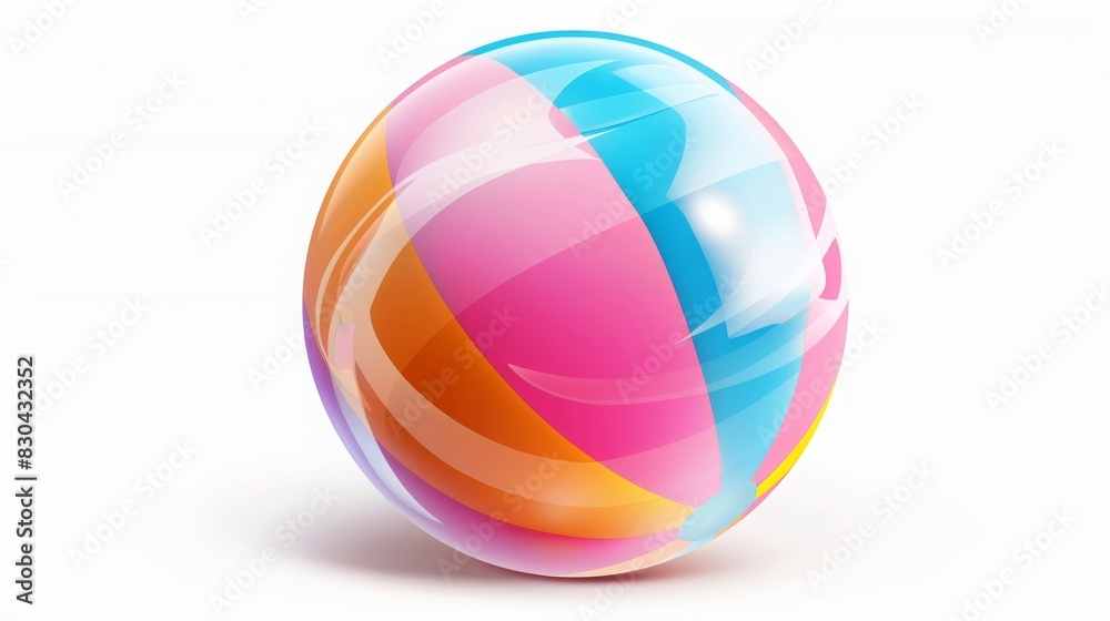 3d illustration of a colorful pool inflatable ball on white background 3d illustration of a colorful pool inflatable ball on white background
