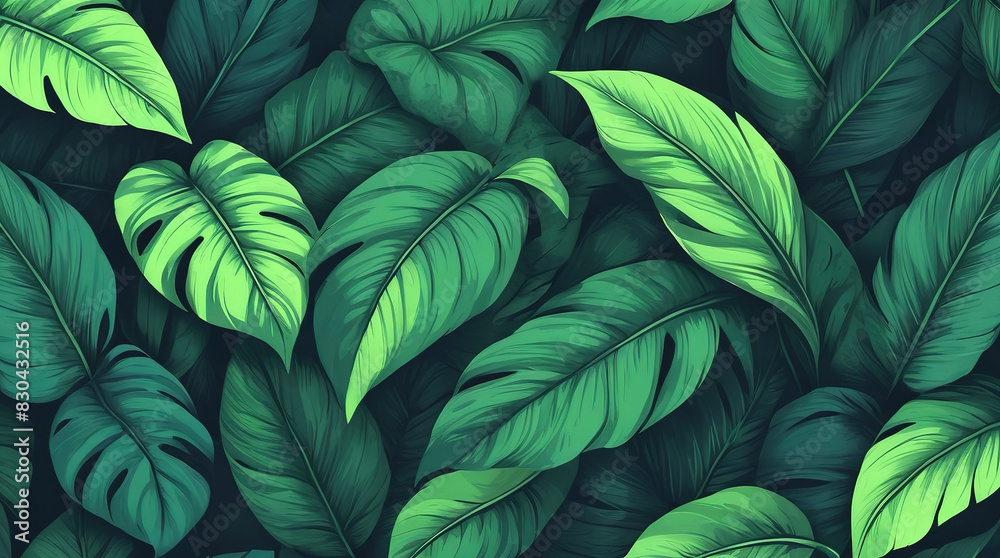 Background of dark green tropical leaves Background of dark green tropical leaves