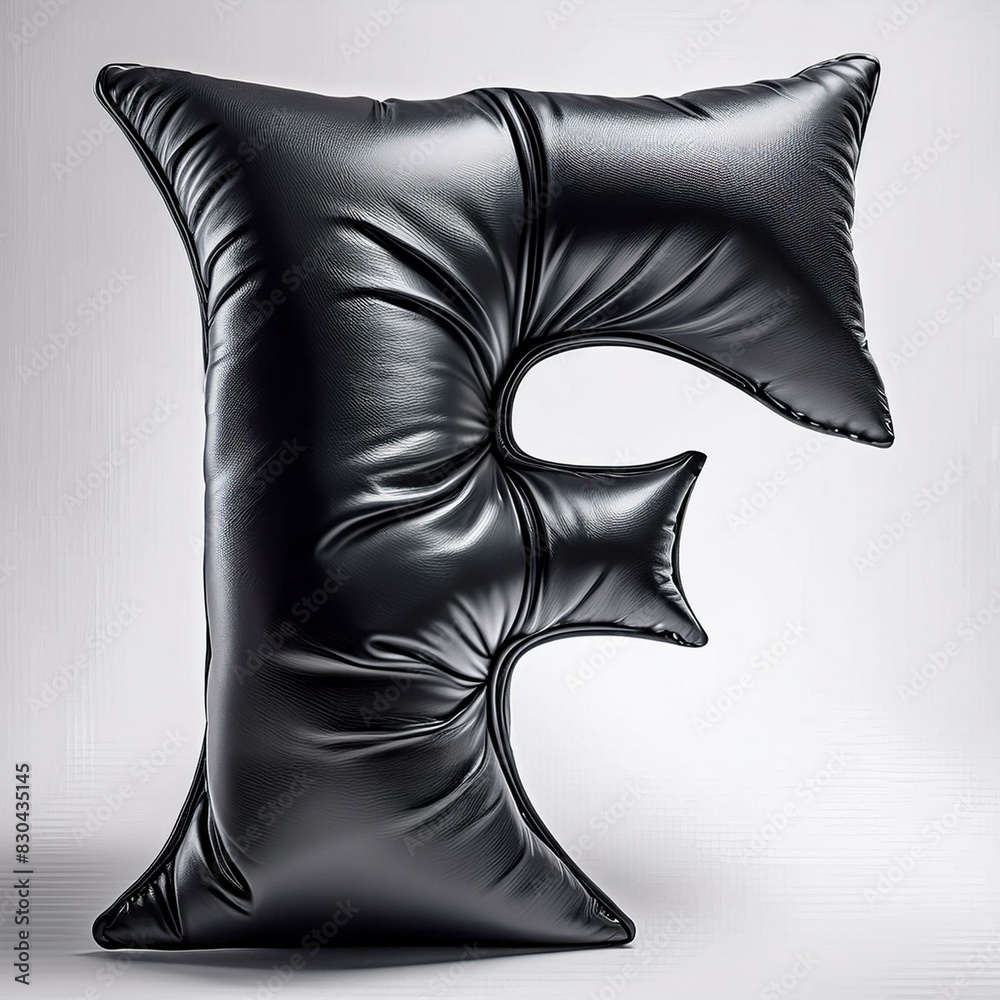 Inflate, puffy shapes made of black soft detailed leather, folds and ...