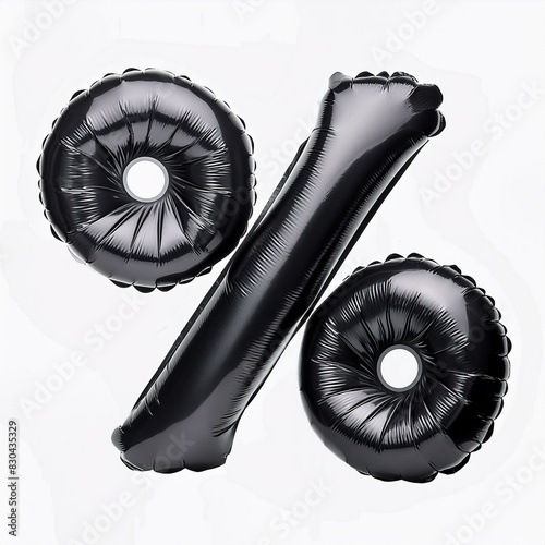 Inflate, puffy shapes made of black soft detailed leather, folds and wrinkles on material, isolated on white.