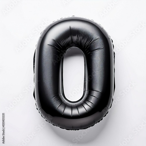 Inflate, puffy shapes made of black soft detailed leather, folds and wrinkles on material, isolated on white.