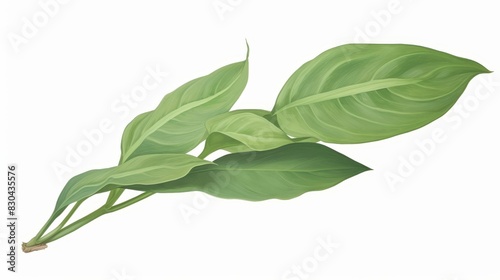 Green leaves of a plant on a white background.
