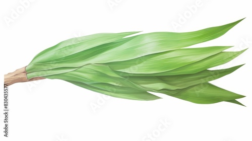 Green leaves of a plant on a white background. photo