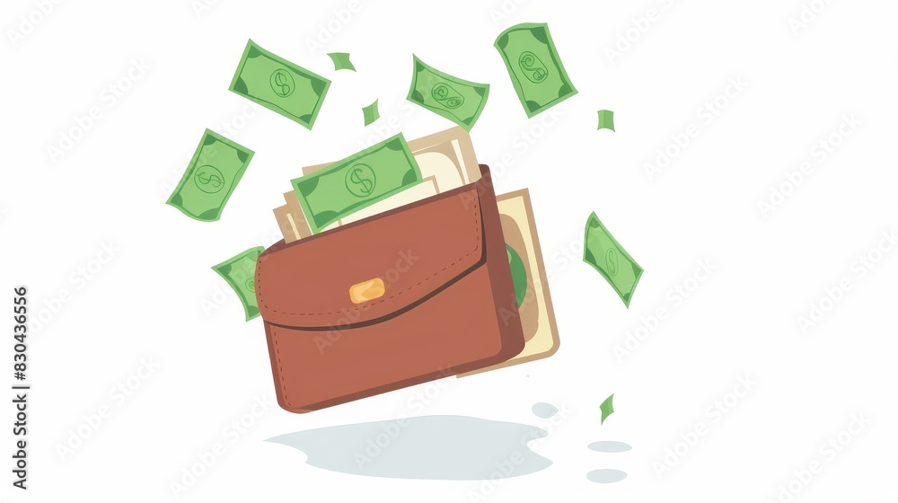 Wallet cash money with dollar sign. Money icon illustration. Cash, payment and financial elements concept. Wallet cash money with dollar sign. Money icon illustration. Cash, payment and financial elements concept.