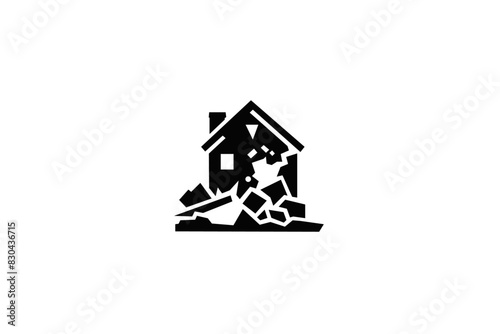 icon vector the house collapsed