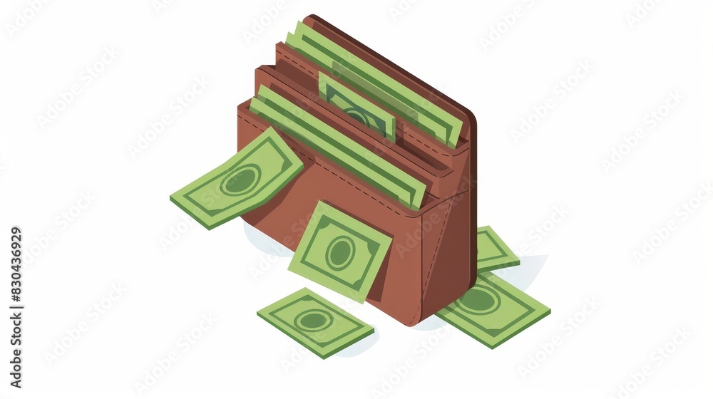 Wallet cash money with dollar sign. Money icon illustration. Cash, payment and financial elements concept. Wallet cash money with dollar sign. Money icon illustration. Cash, payment and financial elements concept.